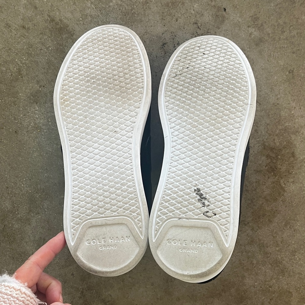 Cole Haan Women’s Black Synthetic Leather Velcro Strap Sneakers with White Sole - Picture 3 of 4